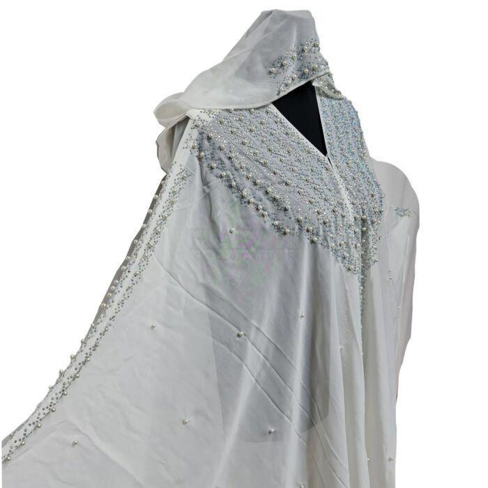 Women's White Chiffon Open Kimono Abaya Long Maxi Jilbab Burka