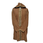 Men's Moroccan Hooded Wool Winter Baja Jerga Jacket Striped Brown