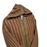 Men's Moroccan Hooded Wool Winter Baja Jerga Jacket Striped Brown