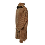 Men's Moroccan Hooded Wool Winter Baja Jerga Jacket Striped Brown