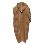 Men's Moroccan Hooded Wool Winter Baja Jerga Jacket Striped Brown