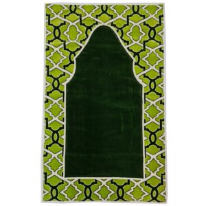 Matpad 008 Green Beautiful Islamic High Quality Padded Prayer Mat With Matching Quran Cover Set