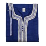 Men Moroccan 100% Rich Cotton Blue 3-Quarter Sleeves Thobe Jubba Kandora