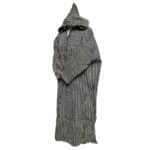 4b Moroccan Brown Beige 3 Quarter Length Striped Wool Blend Hooded Thobe Djellaba (1)