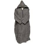 4b Moroccan Brown Beige 3 Quarter Length Striped Wool Blend Hooded Thobe Djellaba (2)