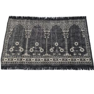 4pplhaji 005 Extra Large Black Islamic Prayer Mat Musallah Janamaaz Rug(4 People) (1)