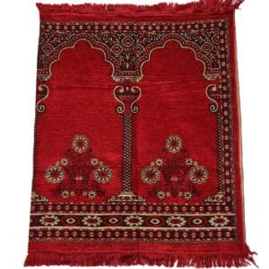 4pplhaji 006 Extra Large Reversible Red Beige Islamic Prayer Mat Musallah Janamaaz Rug(4 People) (1)