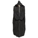 9a Moroccan Black Brown 3 Quarter Length Striped Wool Blend Hooded Thobe Djellaba (2)