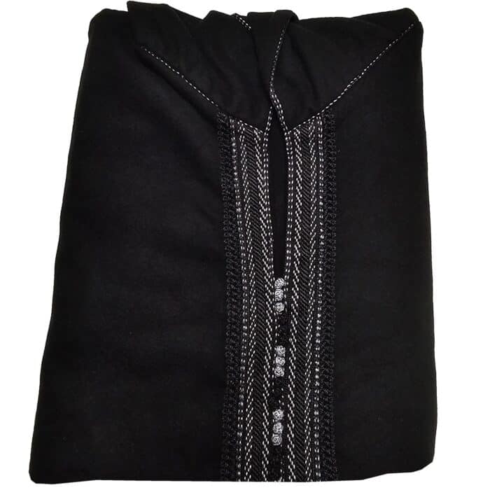 Adltsaed 003 Black Men's Cashmere Wool Thick Long Sleeve Moroccan Thobe Jubba Habibi Collections 1