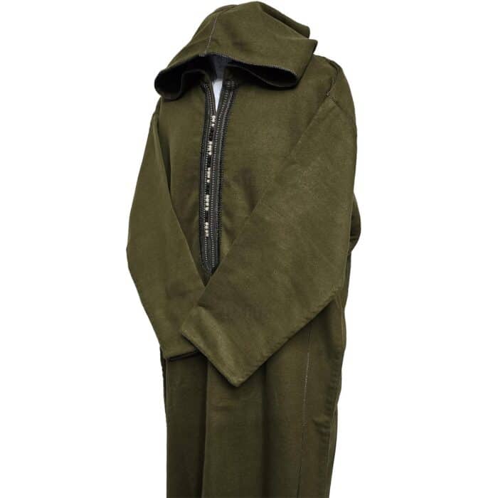 Adltsaed 009 Men's Cashmere Wool Thick Olive Green Long Sleeve Moroccan Thobe Jubba (7)