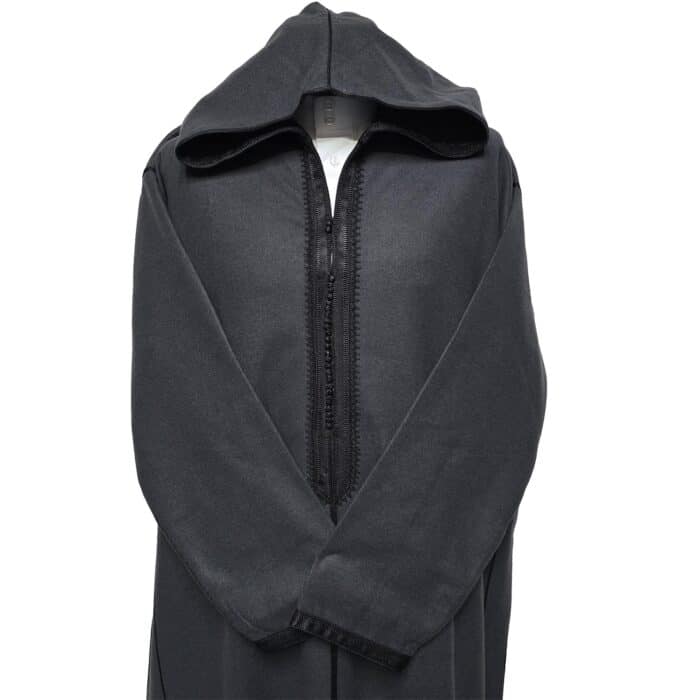 Adltsaed 010 Men's Cashmere Wool Thick Dark Grey Long Sleeve Moroccan Thobe Jubba (9)