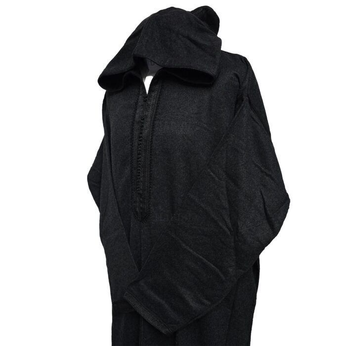 Adltsaed 011 Men's Plus Size Cashmere Wool Thick Black Long Sleeve Moroccan Thobe Jubba Wide(11)
