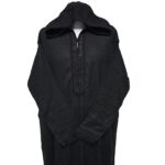 Adltsaed 011 Men's Plus Size Cashmere Wool Thick Black Long Sleeve Moroccan Thobe Jubba Wide(9)