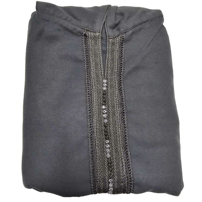 Adltsaed 012 Grey Men's Cashmere Wool Thick Long Sleeve Moroccan Thobe Jubba Habibi Collections 1
