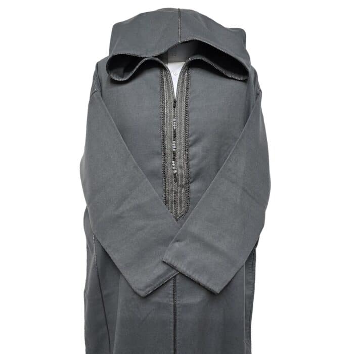 Adltsaed 012 Men's Cashmere Wool Thick Grey Long Sleeve Moroccan Thobe Jubba (7)