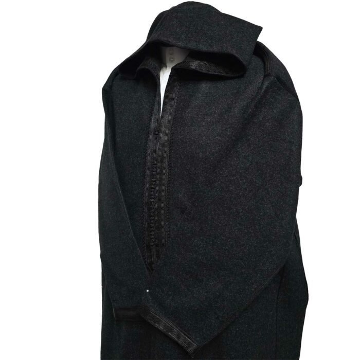Adltsaed 014 Men’s Cashmere Wool Thick Black Hooded Long Sleeve Moroccan Thobe Jubba Djellaba (4)