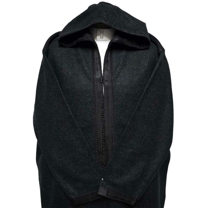 Adltsaed 014 Men’s Cashmere Wool Thick Black Hooded Long Sleeve Moroccan Thobe Jubba Djellaba (6)