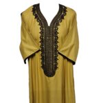 Al Ot 266 Gld Men Moroccan Cotton Blend Gold Short Sleeves Thobe Jubba Kandora Dishdasha (2)