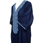 Al Ot 266 Nvy Men Moroccan Cotton Blend Navy Blue Short Sleeves Thobe Jubba Kandora Dishdasha (1)