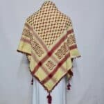 Almaas 0012 Unisex Beige Burgundy Arab Head Scarf Wrap Arafat Keffiyeh Yashmagh