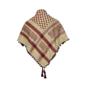 Almaas 0012 Unisex Beige Burgundy Shemagh Arab Head Scarf Wrap Arafat Keffiyeh Yashmagh