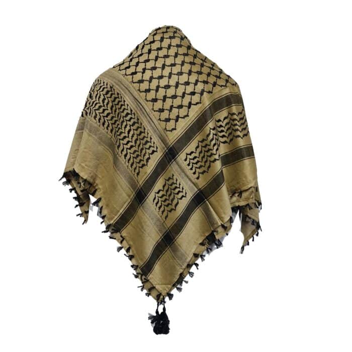 Almaas 0015 Unisex Beige Black Shemagh Arab Head Scarf Wrap Arafat Keffiyeh Yashmagh