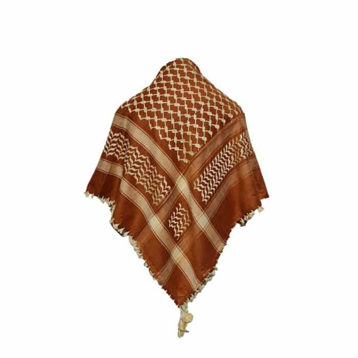 Almaas 0022 Unisex Terracotta Beige Shemagh Arab Head Scarf Wrap Arafat Keffiyeh Yashmagh