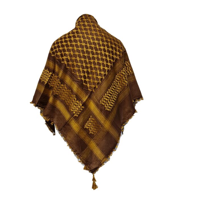 Almaas 0031 Unisex Brown Gold Shemagh Arab Head Scarf Wrap Arafat Keffiyeh Yashmagh