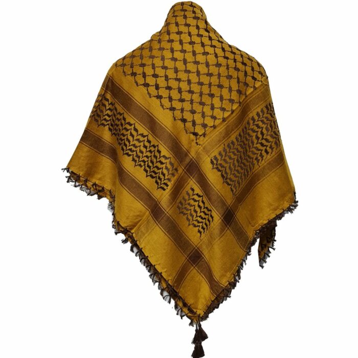 Almaas 0035 Unisex Gold Brown Shemagh Arab Head Scarf Wrap Arafat Keffiyeh Yashmagh