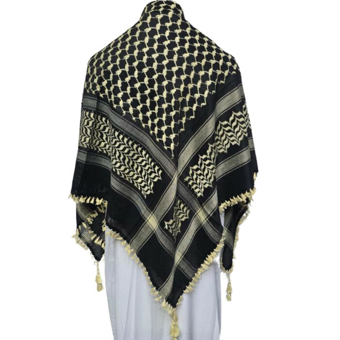 Almaas 103 Unisex Black Cream Arab Head Scarf Wrap Arafat Keffiyeh Yashmagh