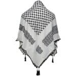 Almaas 110 Unisex White Black Arab Head Scarf Wrap Shemagh Arafat Keffiyeh Yashmagh