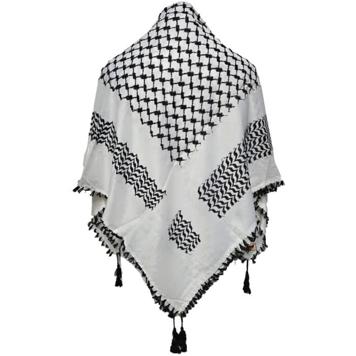 Almaas 110 Unisex White Black Arab Head Scarf Wrap Shemagh Arafat Keffiyeh Yashmagh