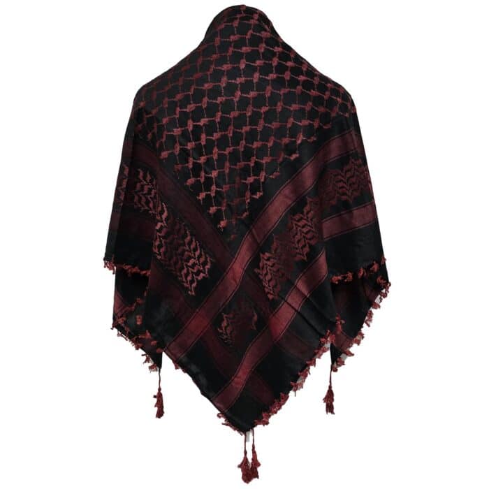 Almaas 215 Unisex Maroon Black Arab Head Scarf Wrap Shemagh Arafat Keffiyeh Yashmagh