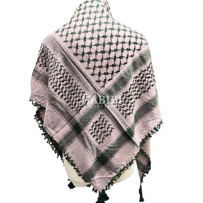 Almaas 242 Unisex Shemagh Dark Green Pink Head Scarf Wrap Arafat Keffiyeh Yashmagh 2