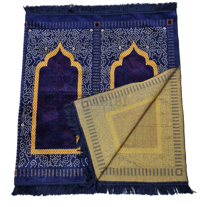 Almaas4ppl 0044 Extra Large Blue Islamic Prayer Mat Musallah Janamaaz (4 People) (2)