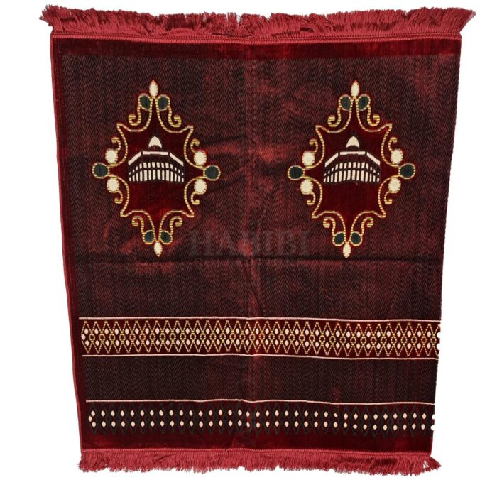 Almaas4ppl 0055 Extra Large Maroon Islamic Prayer Mat Musallah Janamaaz (4 People) (3)