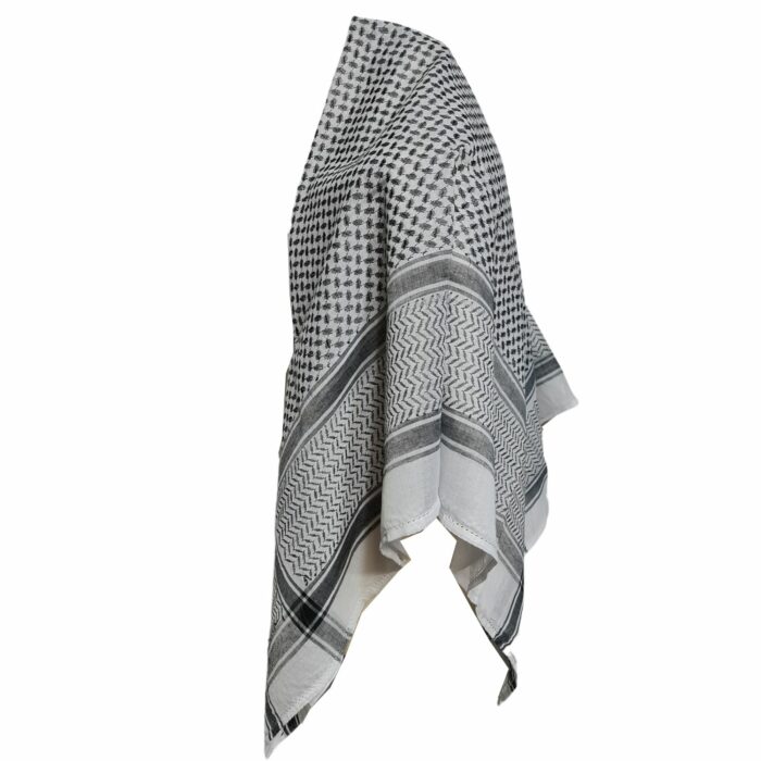 Altajhkt55x55 Shemagh Arab Head Scarf Wrap Arafat Keffiyeh Yashmagh White Black (14)