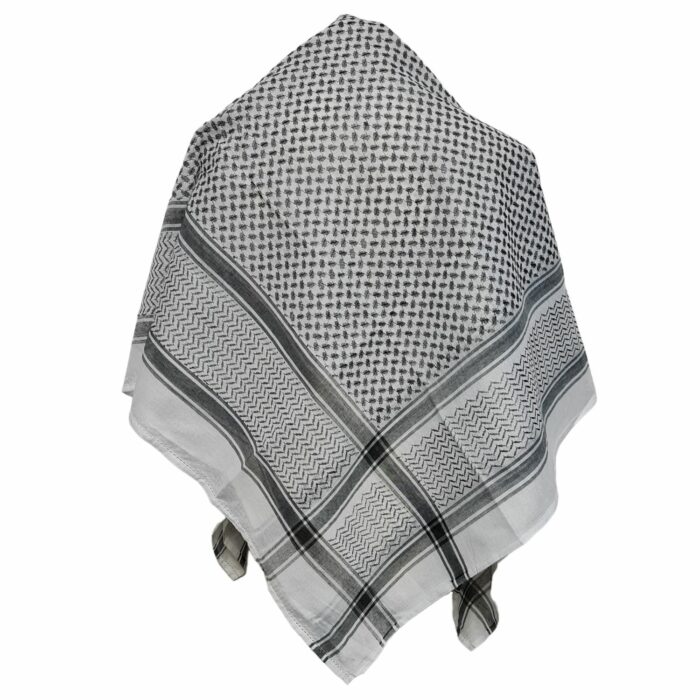 Altajhkt55x55 Shemagh Arab Head Scarf Wrap Arafat Keffiyeh Yashmagh White Black (18)