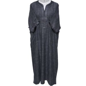 Atasrchctn 004 Moroccan Rich Cotton Dark Grey 3 Quarter Sleeves Thobe Jubba Kandora Dishdasha (7)
