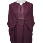 Atasrchctn 006 Moroccan Rich Cotton Burgundy 3 Quarter Sleeves Thobe Jubba Kandora Dishdasha (7)