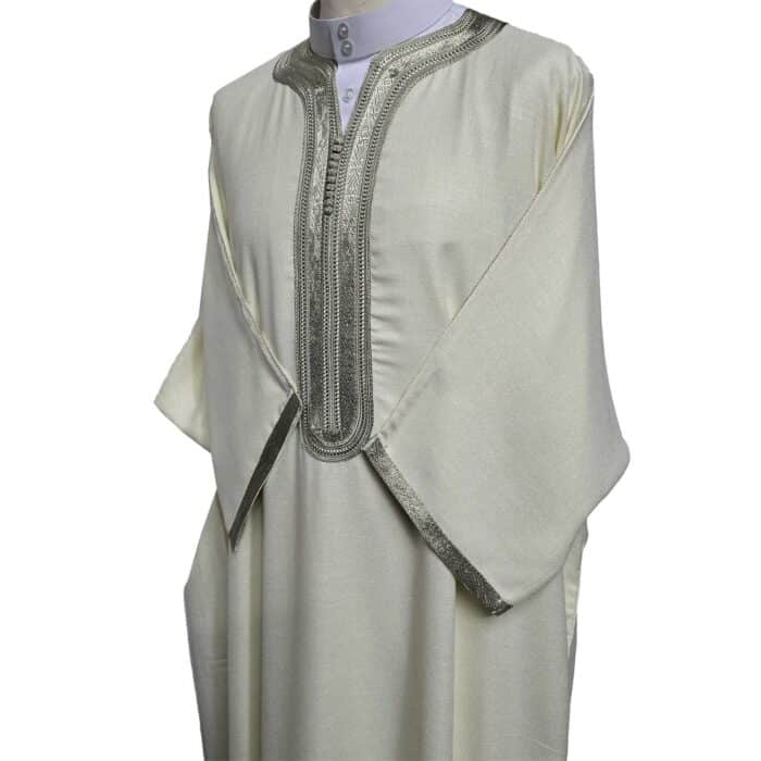 Atasrchctn 007 Men's Moroccan Rich Cotton 3 Quarter Sleeves Thobe Jubba Kandora Dishdasha (5)