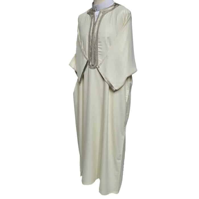Atasrchctn 007 Men's Moroccan Rich Cotton 3 Quarter Sleeves Thobe Jubba Kandora Dishdasha (6)