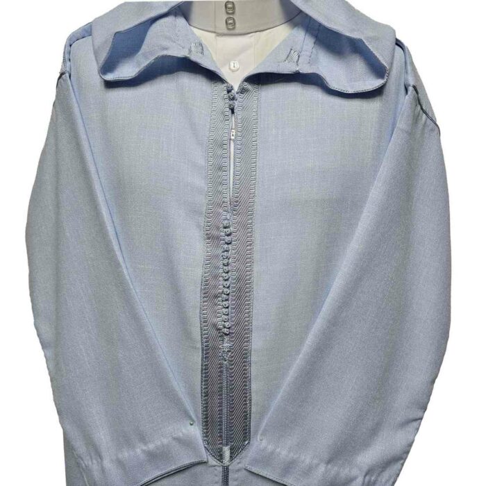 Atshrchctn 001 Men's Moroccan Rich Soft Cotton Light Blue Hooded Long Sleeve Thobe Jubba Djellaba (4)