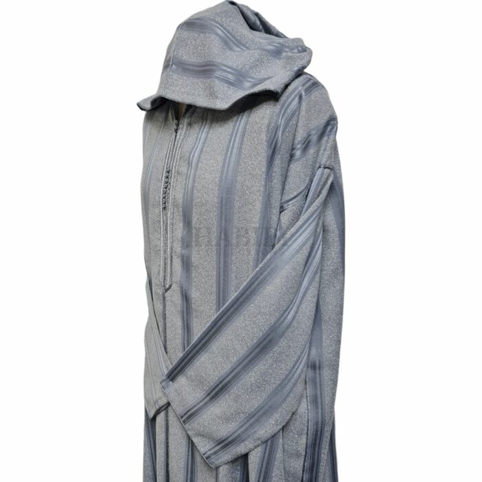 Azdctntwl 004 Grey Sky Blue Moroccan Cotton Thobe Jubba Djelleba 195657 (5)