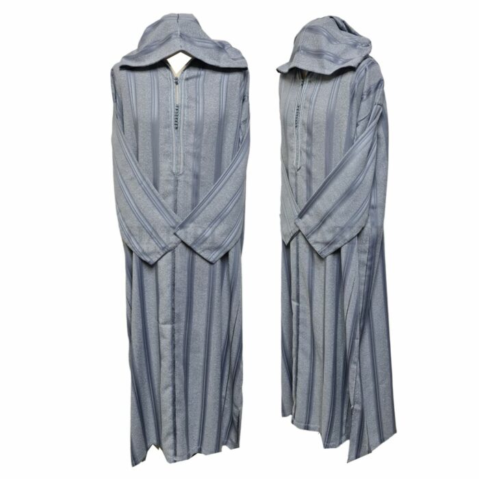 Azdctntwl 004 Grey Sky Blue Moroccan Cotton Thobe Jubba Djelleba 195657 (7)