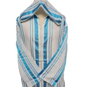 Azdnewctnhd 008 Men’s Turquoise Striped Moroccan Long Sleeve Hooded Cotton Thobe Jubba Djellaba (4)