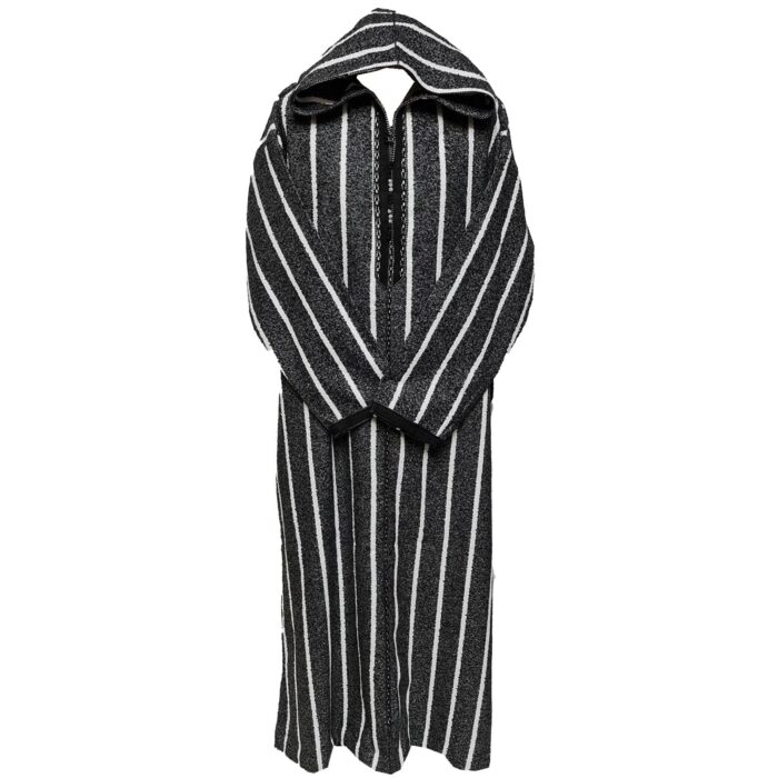 Azdnwool 001 Moroccan Super Thick Warm Cashmere Wool Blend Dark Grey Hooded Thobe Djellaba (2)