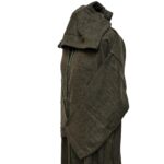 Azdwlhd 0092 Moroccan Olive Green Wool Blend Hooded Thobe Djellaba (4)