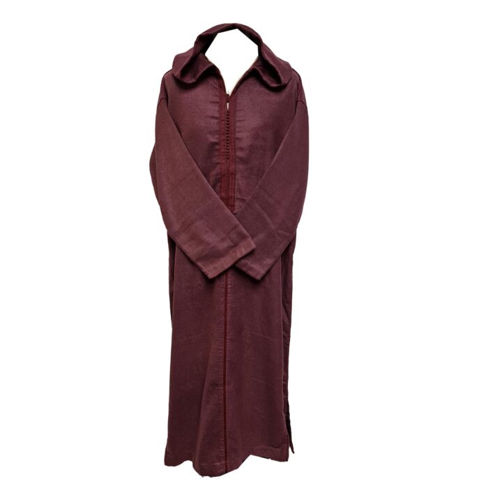 Azdwlhd 0099 Burgundy Mens Moroccan Wool Blend Thobe Jubba Djelleba (1)