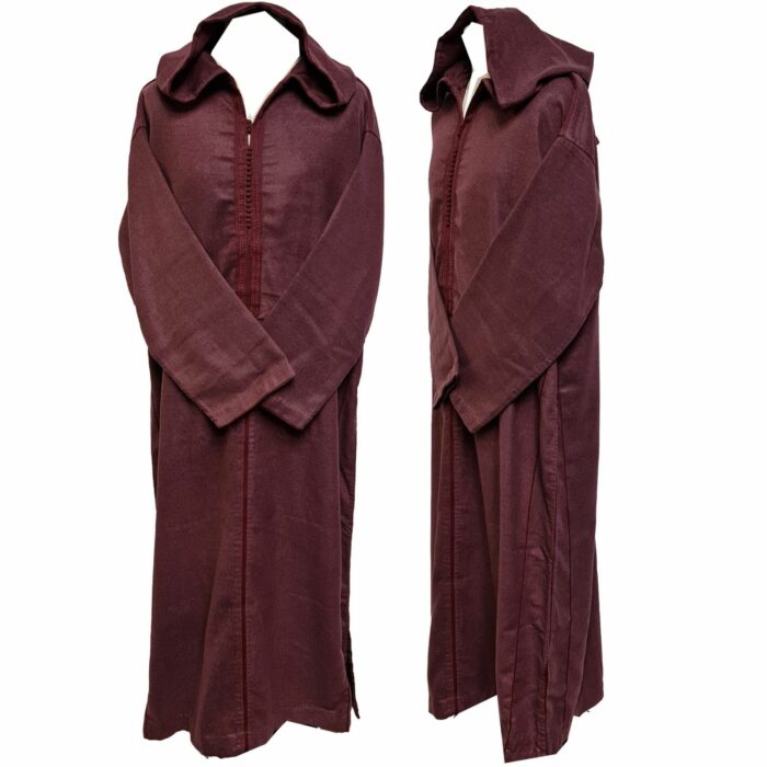 Azdwlhd 0099 Burgundy Mens Moroccan Wool Blend Thobe Jubba Djelleba (4)